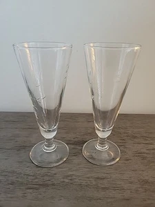 2 Vintage Pilsner Gläser mit geätzten Blättern und Blumen - Prinzessinnenhaus ohne Karton - Bild 1 von 4