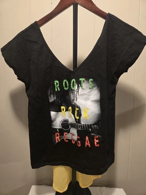 Bob Marley Womens Shirt Top Size Medium Plunging V Neck & Back Roots Rock Reggae - Image 1 of 2