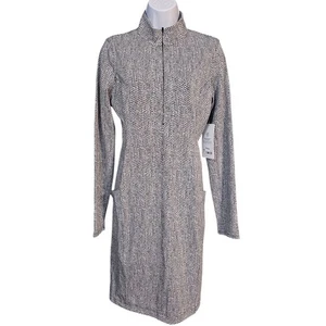 NWT ATHLETA Delancey Textured Dress Half Zip Long Sleeve Side Pocket Size M - Picture 1 of 11