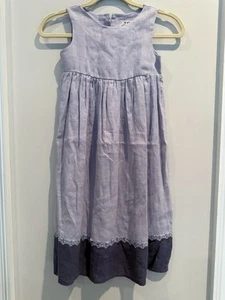Vtg JM Originals Ellenville NY Girls Dress 6 Purple Linen Blend Mormon USA RARE - Picture 1 of 7