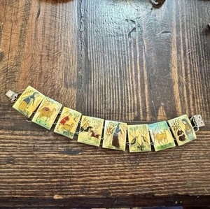 ANTICO BRACCIALE PERSIANO DIPINTO A MANO STORIA OSSO 8 PANNELLI COLORATO - Foto 1 di 10