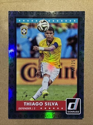 2015 Panini Donruss Thiago Silva #54 Green Soccer Ball Team /25 Brazil - Image 1 of 2