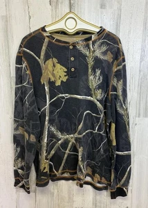 Real Tree Shirt Mens 3XL Dark Camouflage Henley L/S Hunting Thermal - Picture 1 of 12