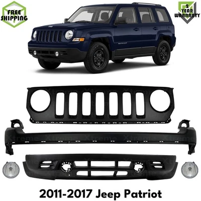 Front Bumper Cover Primed Plastic & Fog Lights Kit For 2011-2017 Jeep Patriot - Image 1 of 4