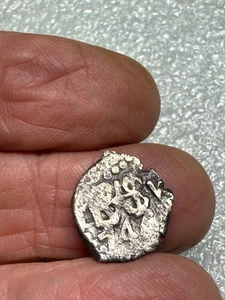 VERY NICE 1744 Spain 1/2 Reale .931 Solid Silver Treasure Cob Nice Cross #EE - Picture 1 of 3