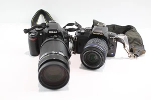 DSLR Digital Cameras Inc Nikon D40 & Olympus E-400 Working w/ Lenses x 2 - Picture 1 of 8