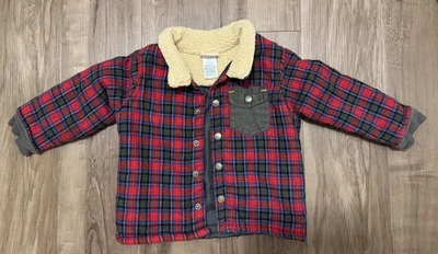 Abrigo Nannette Niños Rojo Negro Niño. Chaqueta de franela a cuadros forrada para niños talla 24M Foto 1 de 4