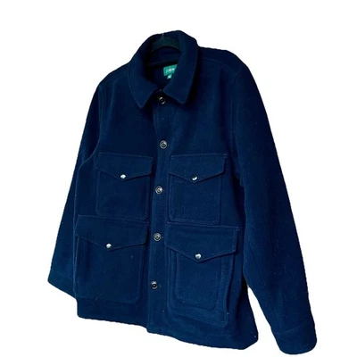 Chaqueta J.Crew Oarsman Cruiser Doble Cara Mezcla Lana Para Hombre Talla Mediana Azul Marino Foto 1 de 4