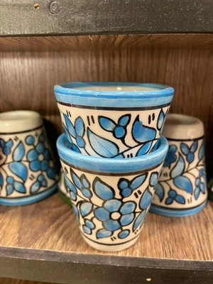 Tazas de té de cerámica pintadas a mano varios juegos - Diseño floral turco - Multicolor Foto 1 de 4