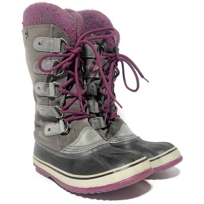 Водонепроницаемые женские ботинки Sorel размер 7 черные и фиолетовые  - Изображение 1 из 4