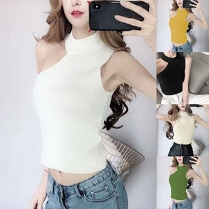 Fashionable Womens Knitted Camisole Top Off Shoulder Sleeveless Design - Picture 1 of 27