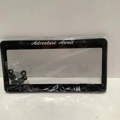 Рамы для номерных знаков 2-Adventure Await черные нержавеющая сталь включая оборудование - Изображение 1 из 4