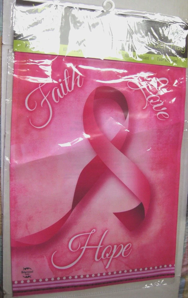 Bandera de jardín Fe, Amor, Esperanza concienciación sobre el cáncer de mama 12,5" x 18" Briarwood Lane Foto 1 de 1