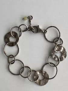 Silpada Sterling 925 Silver Hammered Circle Paper Chain Bracelet B1217 7.5 inch - Picture 1 of 14