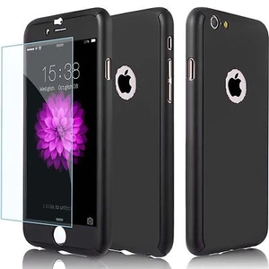 FUNDA RÍGIDA ULTRA DELGADA IPHONE 6 7PLUS 5 5SE HÍBRIDA 360° + CUBIERTA DE VIDRIO TEMPLADO - Imagen 1 de 13