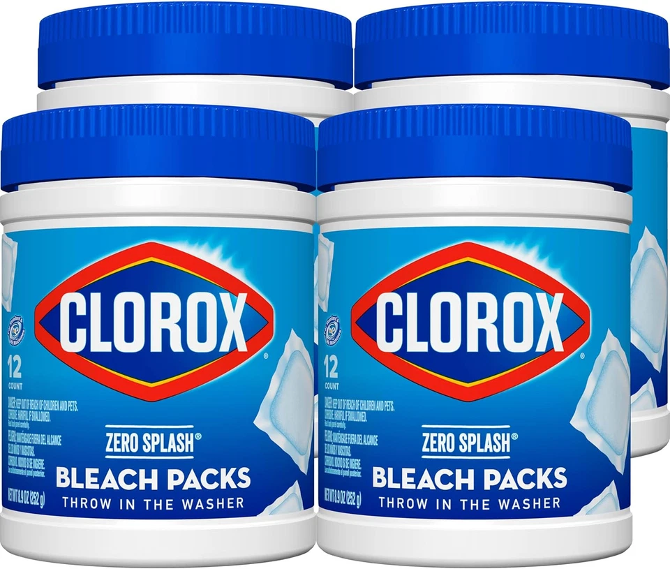 Clorox Zero Splash Bleach Packs - Laundry Pods 4 Pack (Package May Vary)