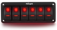 Nilight 6 Gang Rocker Switch Panel 5Pin on off Toggle Switch Aluminum Holder