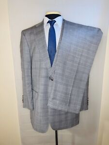 Recent Hart Schaffner Marx Windowpane Checkered Suit Sz 44 L 37X33 USA