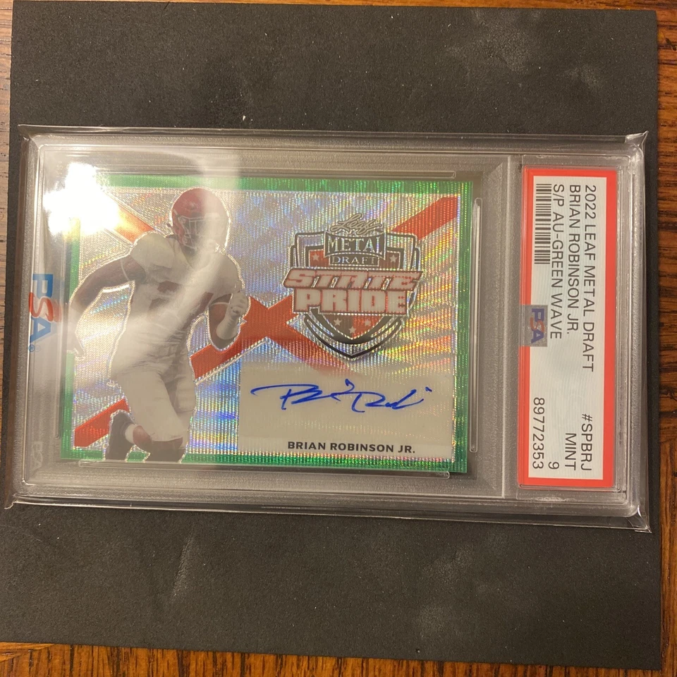 2022 Leaf Metal Draft State Pride Rookie Auto 5/7 Brian Robinson Jr PSA 9 POP 1 - Image 1 of 2
