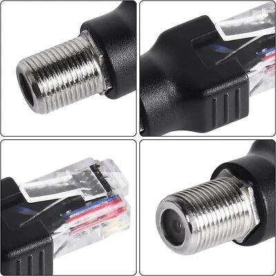 2pcs Coaxial Converter RF F Female to RJ45 Male Barrel Adapter for Line Tester - Image 1 of 4