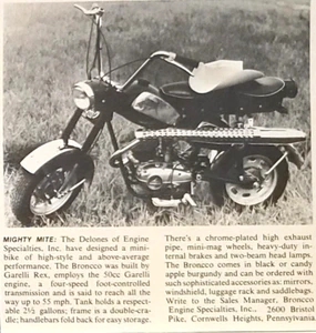 1970 Broncco Mighty Mite Mini Bicicletta Ad 50cc Motore Garelli - Foto 1 di 1