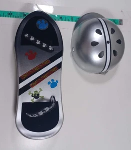 Build-A-Bear Silver Grey Skateboard with helmet used with sticker on board - Picture 1 of 2