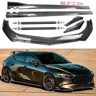 Carbon Fiber Front Bumper Lip Spoiler & Side Skirt For Mazda3 Mazdaspeed Foto 1 de 4