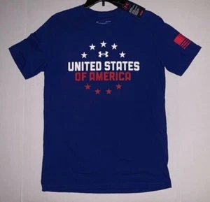 NWT Under Armour Freedom US of A USA Flag Men's Medium Blue S/S T-shirt - Picture 1 of 3
