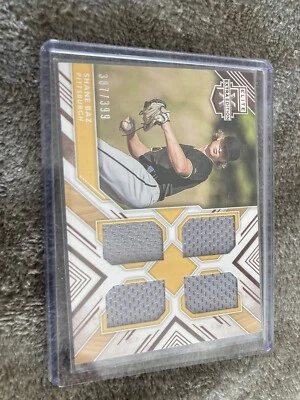 2018 Elite Extra Edition MINT ROOKIE Quad Materials #d 387/399 - Shane Baz/Rays - Image 1 of 3