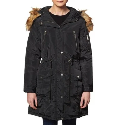 Abrigo acolchado acolchado BEBE Anorak imitación piel de sherpa capucha-talla L-negro leer cuidadosamente Foto 1 de 4