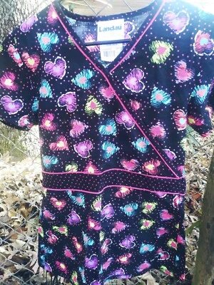 Landau 磨砂上衣 XS 医疗磨砂兽医护士医生家庭健康女性 — 第 1/4 张图片