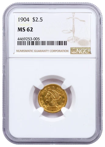 1904 Liberty Head $2.5 Gold Quarter Eagle NGC MS62 Cover