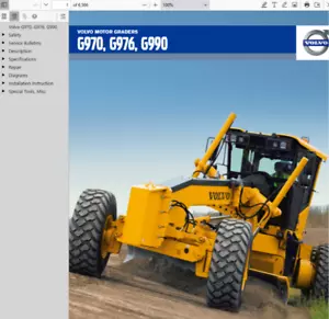 Volvo G976 Motor Grader Service Repair Manual Parts Catalog Construction PDF - Picture 1 of 3