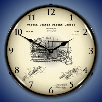 14" Bubble Earth Mover Bulldozer 1932 Patent Art BackLit LED Wall Clock 21031212 - Image 1 of 4