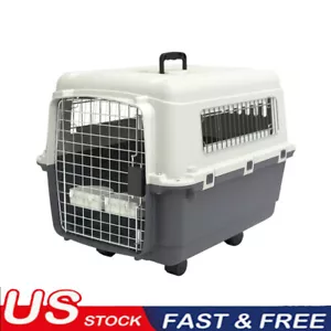 Plastic Dog IATA Airline Approved Kennel Carrier Medium Dog Crates Portable New - Afbeelding 1 van 7