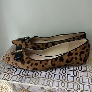 Cole Haan Leather Calf Hair Pointed Toe Animal Print Flats Womens size 9