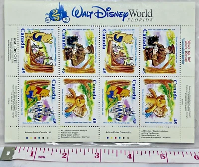 Walt Disney 25th Anniversary Canada 16 Stamps & Winnie the Pooh Booklet MNH COA - Image 1 of 4