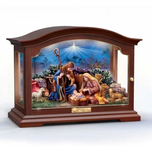 Thomas Kinkade Unto Us A Child Is Born Nativity Lights Up NEW - Picture 1 of 1