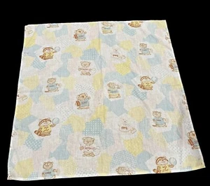 Vintage Baby Sheet Gopher Raccoon Koala Bear Shirt Tales Patchwork Blue - Picture 1 of 5