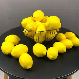 Juego de 12 limones artificiales falsos decoración cocina imitación fruta falsa decoración amarillo - Imagen 1 de 6