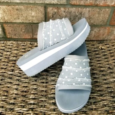 Sandalias de cuña con plataforma de algodón Rocket Dog Hilo GRIS (talla 9) toboganes de verano Foto 1 de 4