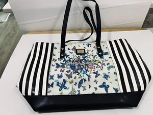 Christian LaCroix Handbag Floral Butterflies Plants Nature Zippered Top Pockets - Picture 1 of 7