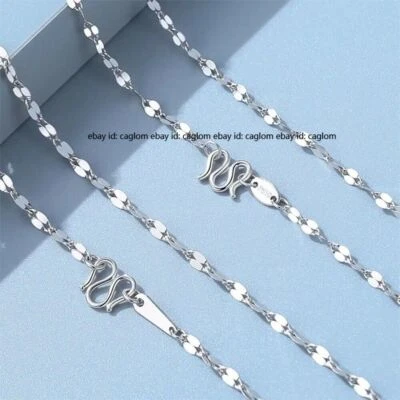 Real Pure Platinum 950 Chain Women Lucky Lips Link Necklace 2.8-3.0g /17.7inch - Image 1 of 4
