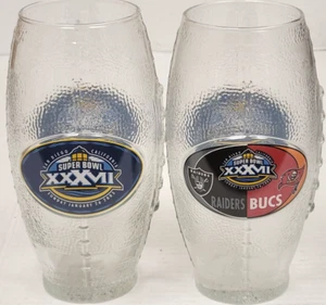 NFL Tampa Bay Buccaneers - Raiders Football Glass - Super Bowl XXXVII (Set of 2) - Picture 1 of 4
