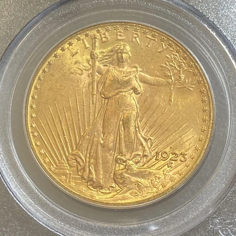 1923 D Gold $20 Saint Gaudens PCGS 63 Cover
