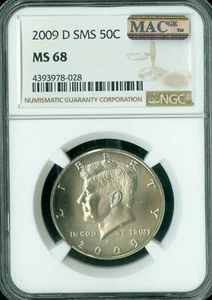 2009 D KENNEDY HALF DOLLAR NGC MS68 SMS PQ MAC FINEST & SPOTLESS . - Picture 1 of 2
