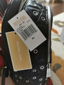 Michael Kors Reach Medium Backpack PVC Leather MK Signature l - Black - Picture 1 of 2