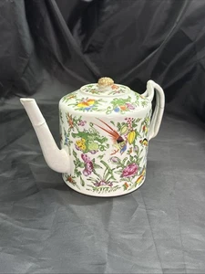 Antique Chinese Porcelain Teapot with Lid Cantonese Famile Rose 19th Century - Picture 1 of 18