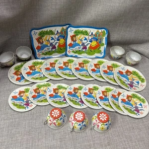 Juego de platos para niños vintage Ohio Art Metal Tin Little Red Riding Hood (ws) - Imagen 1 de 9