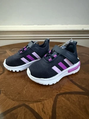 Adidas Racer TR23 EL I серый/серебро/сиреневый ребенка ясельного возраста девочки кроссовки - размер 5K новый - Изображение 1 из 4